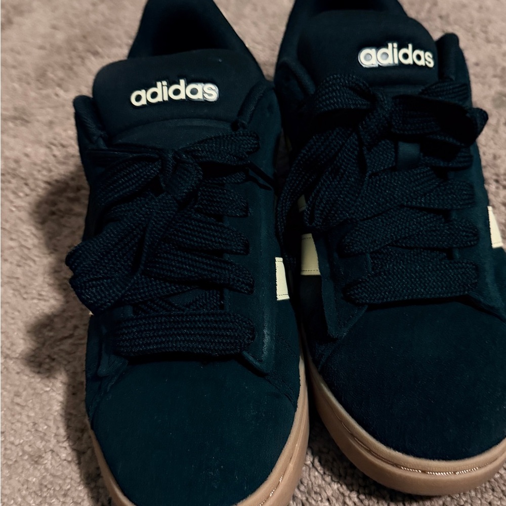 Adidas Dark Sneakers with Brown Soles